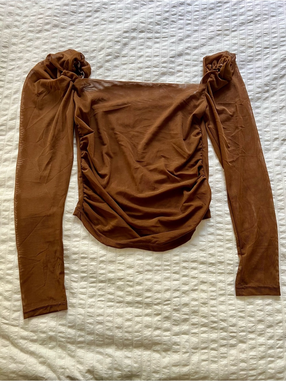 Unbranded Golden Brown Sheer Mesh Top